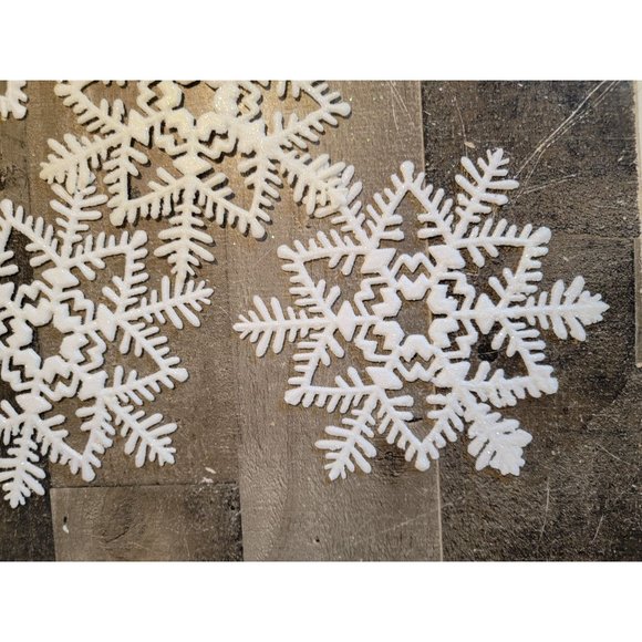 Snowflake glitter white set ornament Xmas Decor figure - Picture 4 of 9